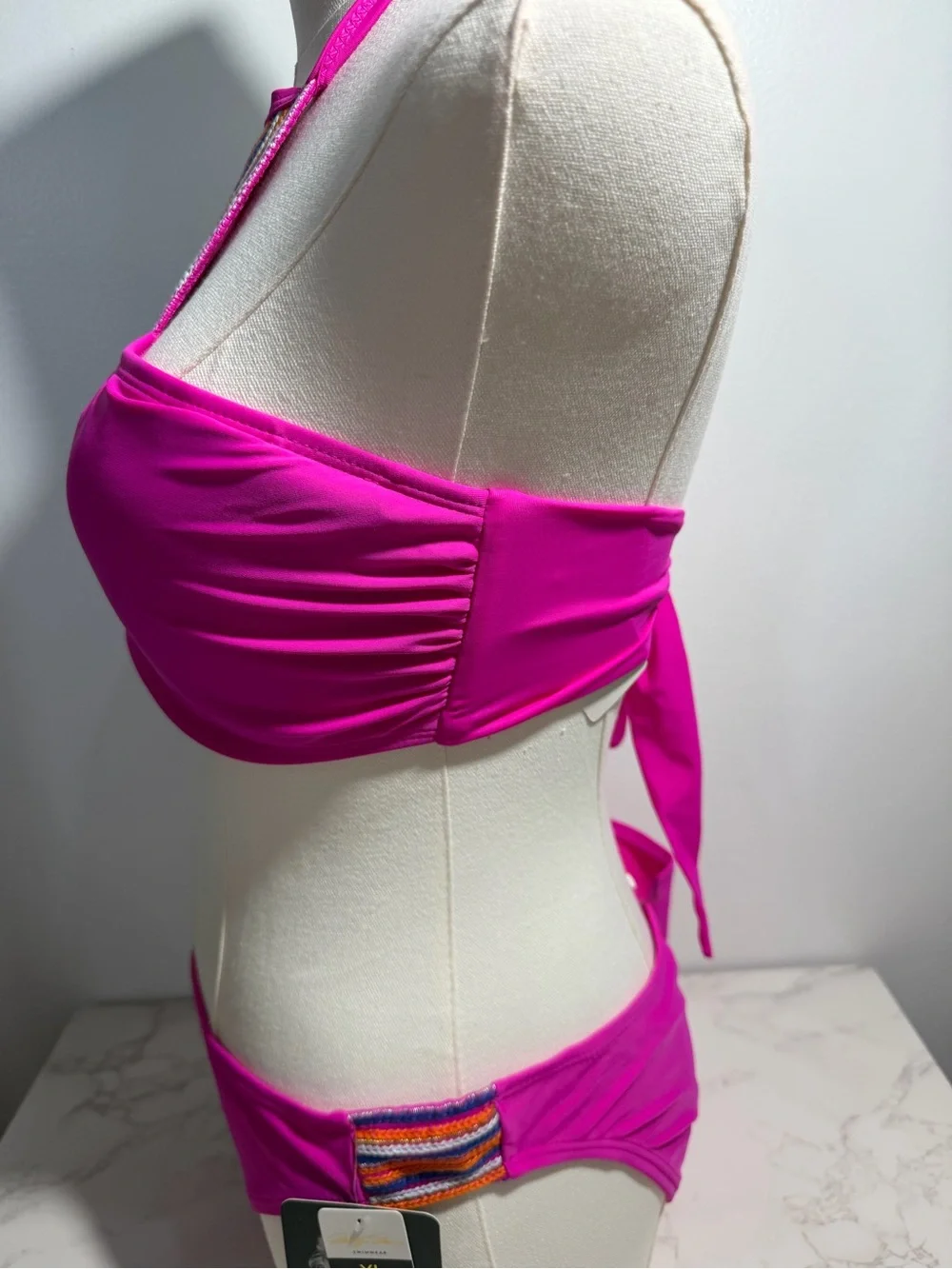 NWT Marilyn Monroe Halter Bandeau Bikini Set - Fuschia -- XL